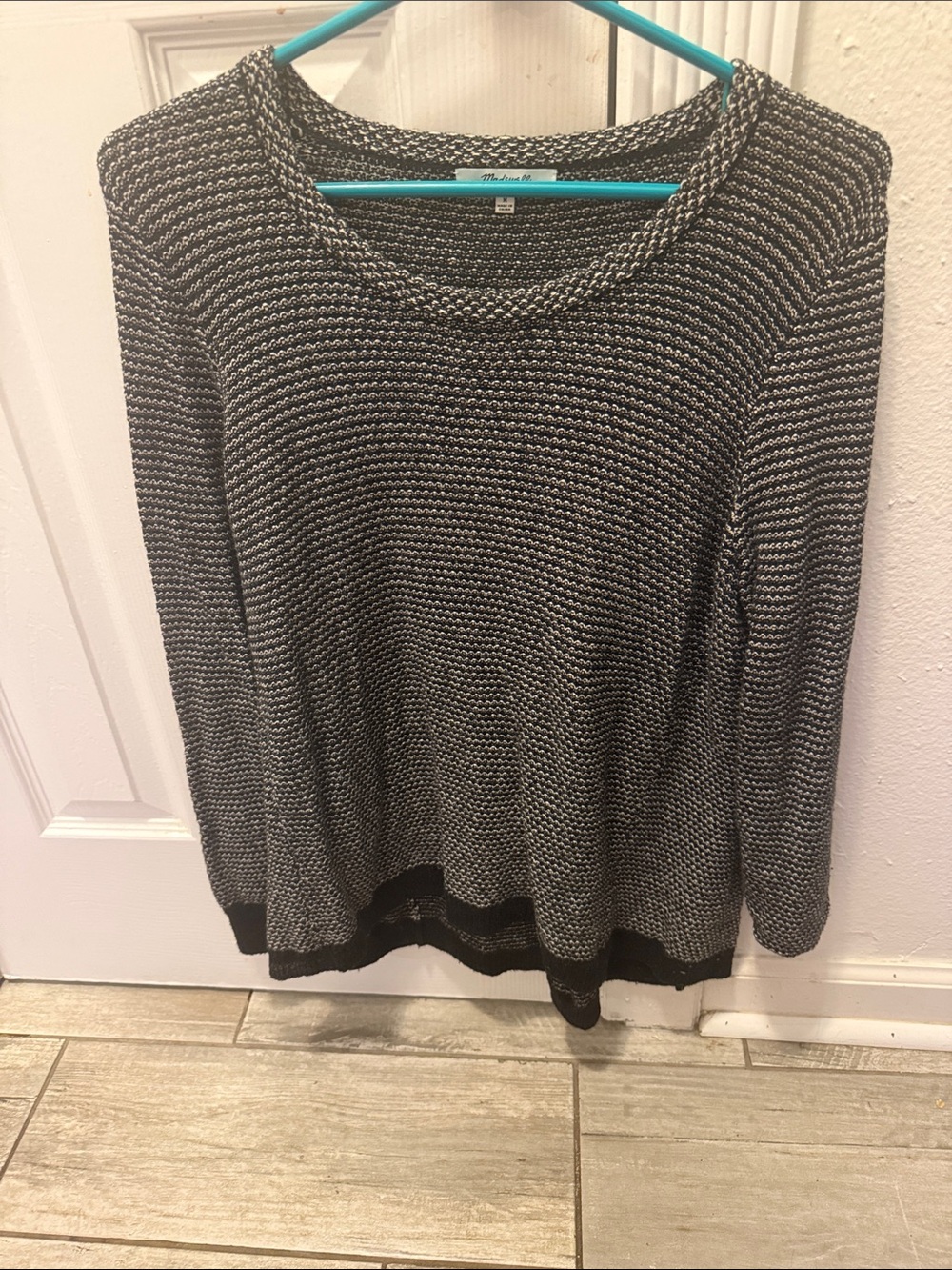 Madewell Black and White Scoop Neck Knit Sweater